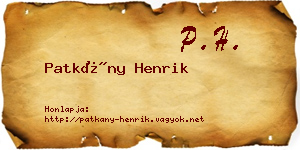 Patkány Henrik névjegykártya